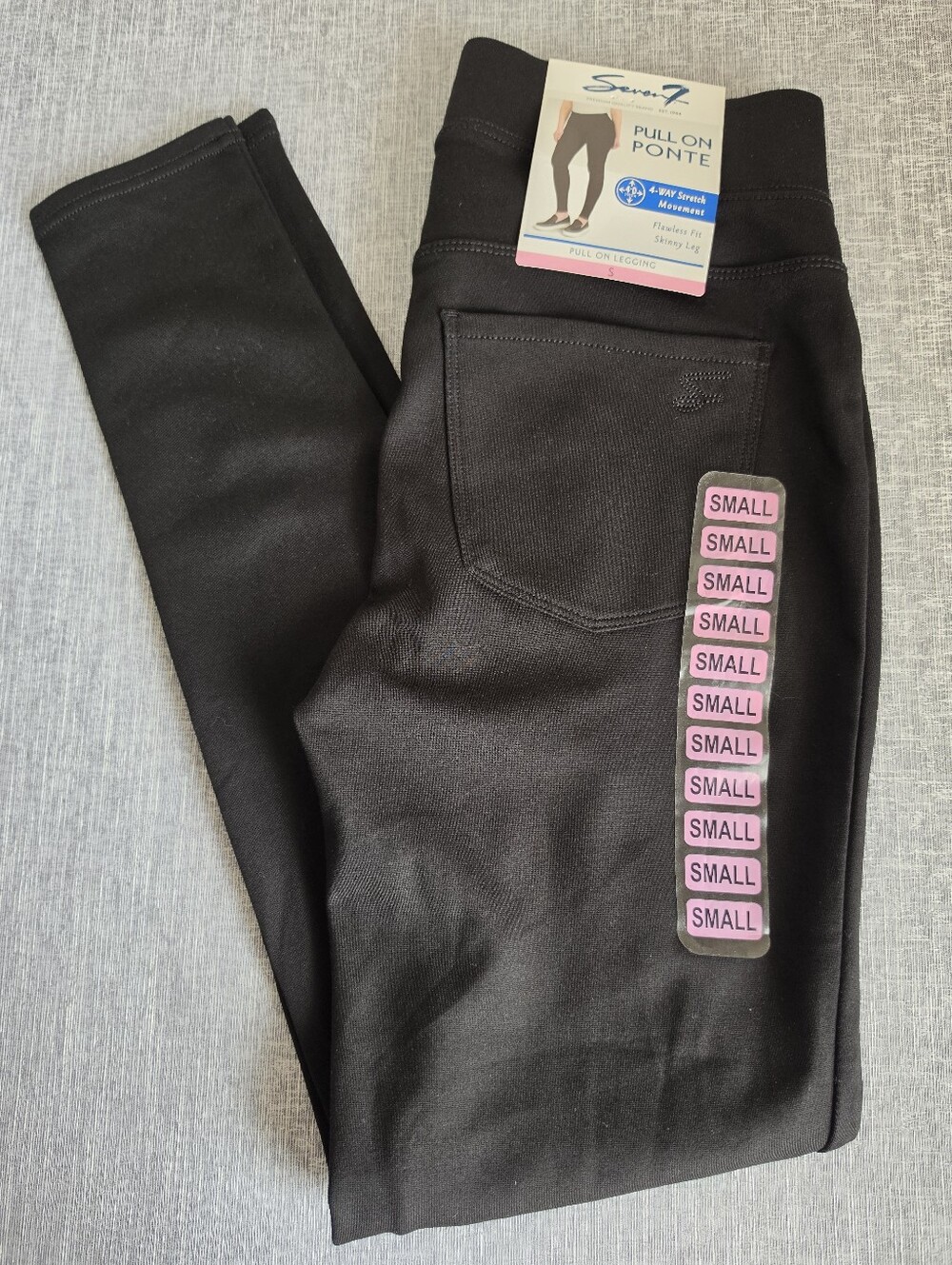 New Seven7 Black Pull On Ponte Skinny Leg Legging Stretch Size Small